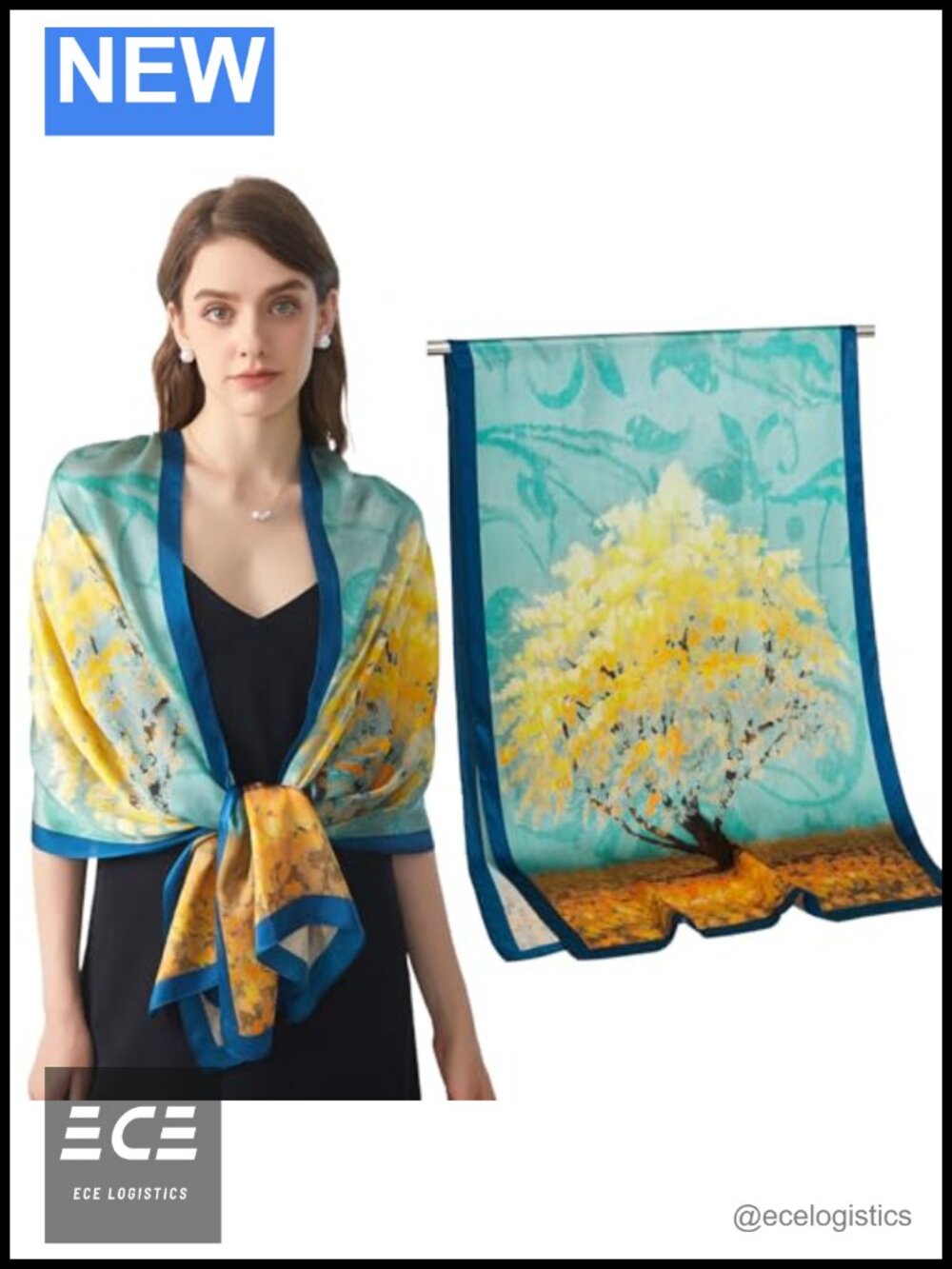 100% Mulberry Silk Scarf 68x21 Shawl Wrap for Evening Dresses